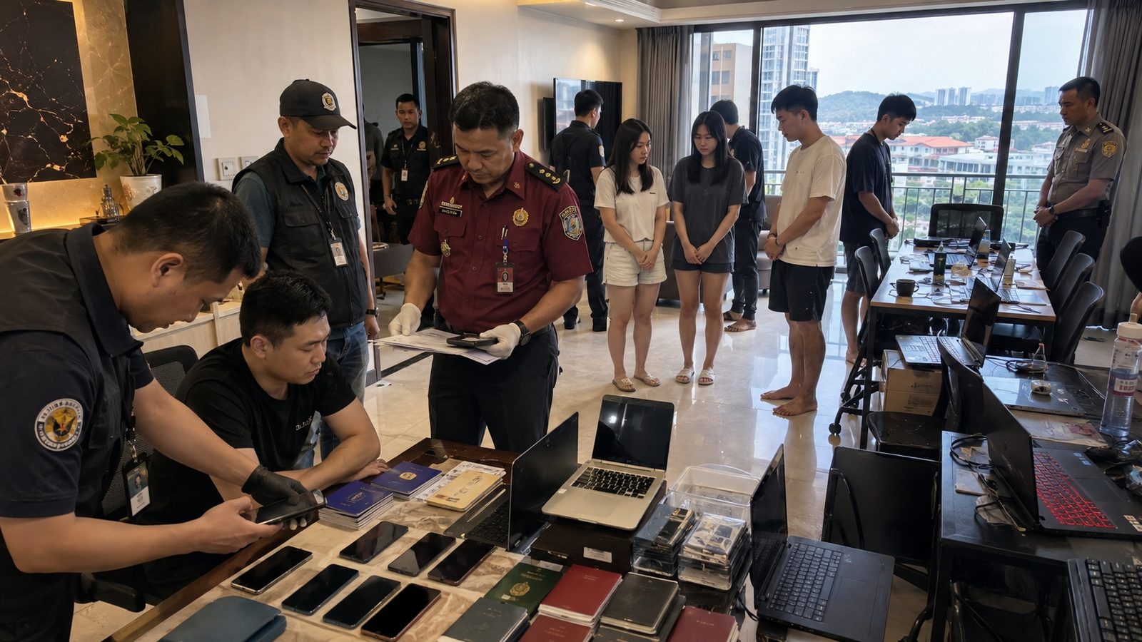 巴淡查获 210 名外籍诈骗团伙